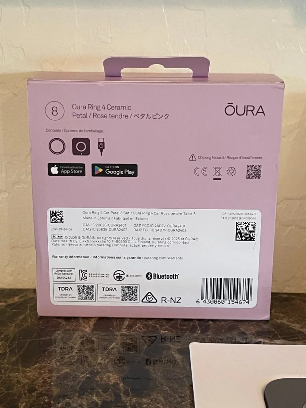 New OURA Ring Ceramic Petal Size 8 In Box